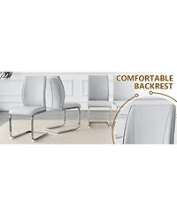 White Marble Table & Gray Pu Chairs - 4 Seat Dining Set