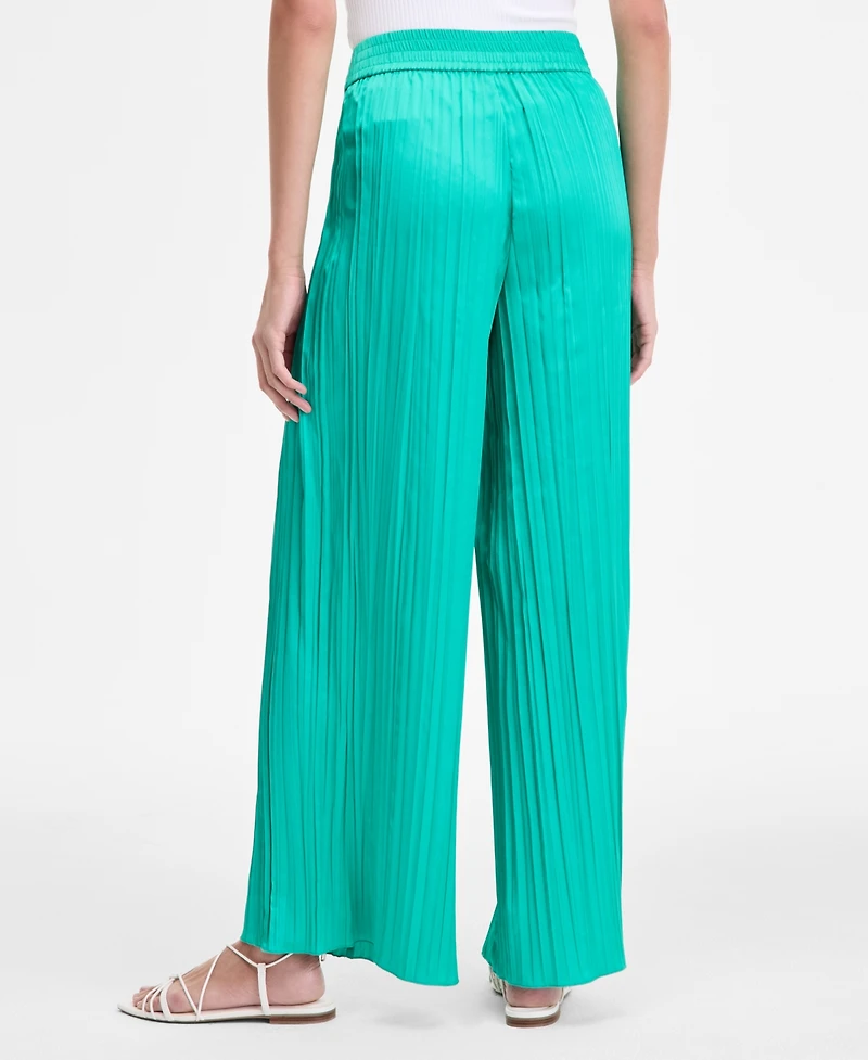 I.n.c. International Concepts Women's Crinkle-Satin Pull-On Wide-Leg Pants, Exclusively at Macy's
