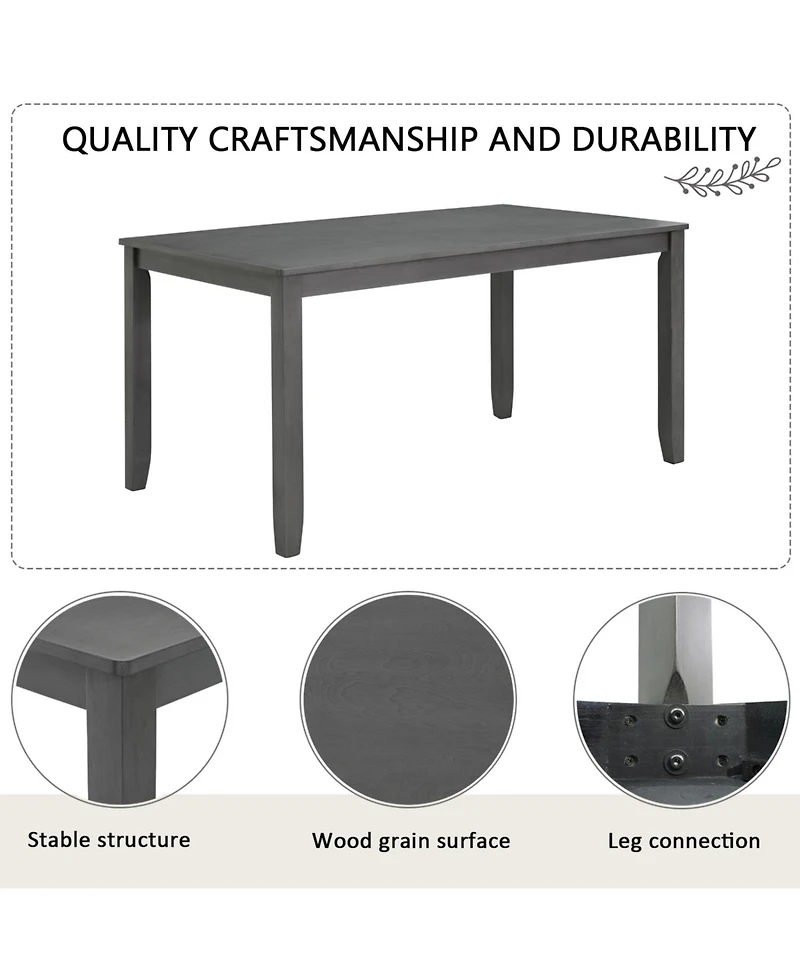 Streamdale 6-Piece Grey Dining Table Set with Bench