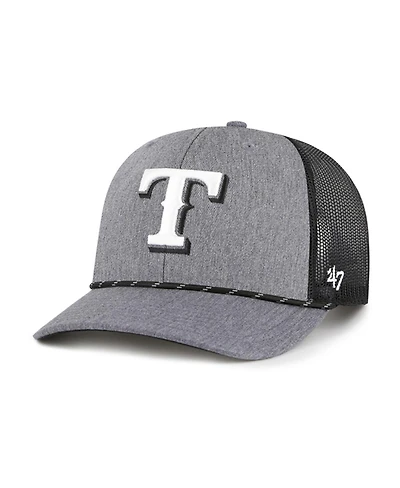 '47 Brand Men's Charcoal Texas Rangers Carbon Rope Trucker Adjustable Hat