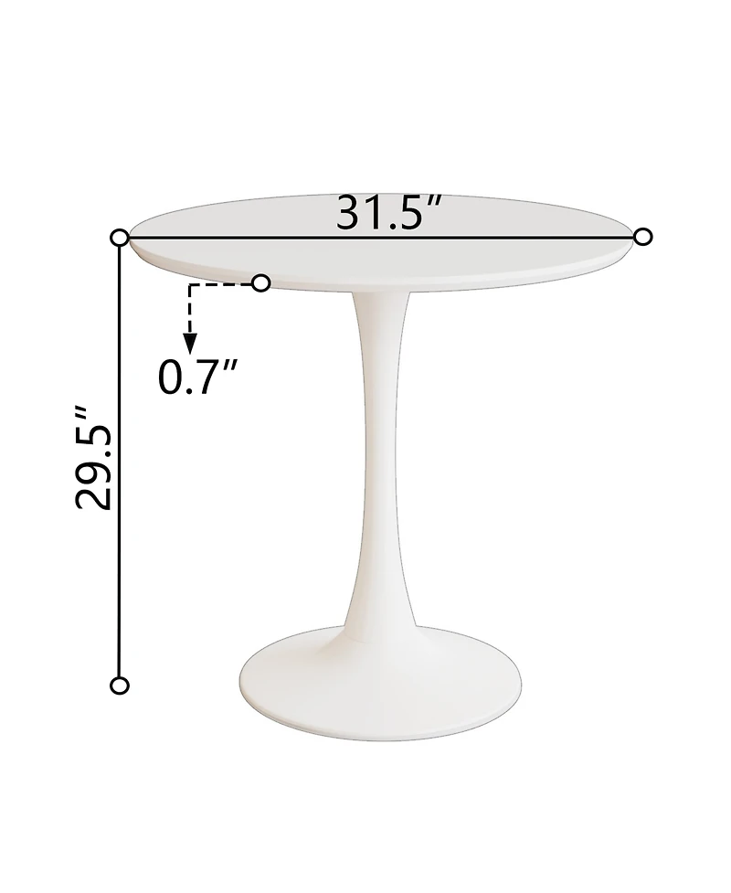 Streamdale White Tulip Dining Table & Gray Pu Dining Chairs (Set of 3)