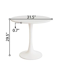 Streamdale White Tulip Dining Table & Gray Pu Dining Chairs (Set of 3)