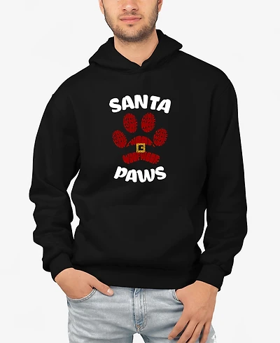 La Pop Art Men's Santa Paws Word Hooded Sweatshirt