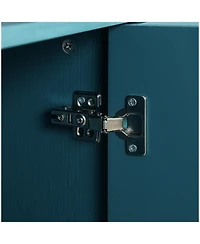 Streamdale 63" Navy Blue Storage Cabinet with Carved Doors & Adjustable Shelves
