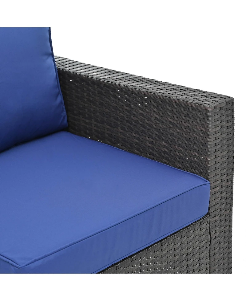 Streamdale Pe Rattan Patio Furniture Set, Sectional Sofa, Cushions & Glass Table