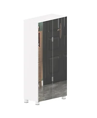 4-Drawer Shoe Cabinet with Mirror and 4-Door Closet (White)