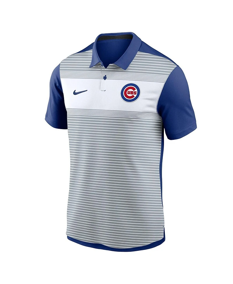 Nike Men's White/Royal Chicago Cubs Vapor Striped Performance Polo Shirt
