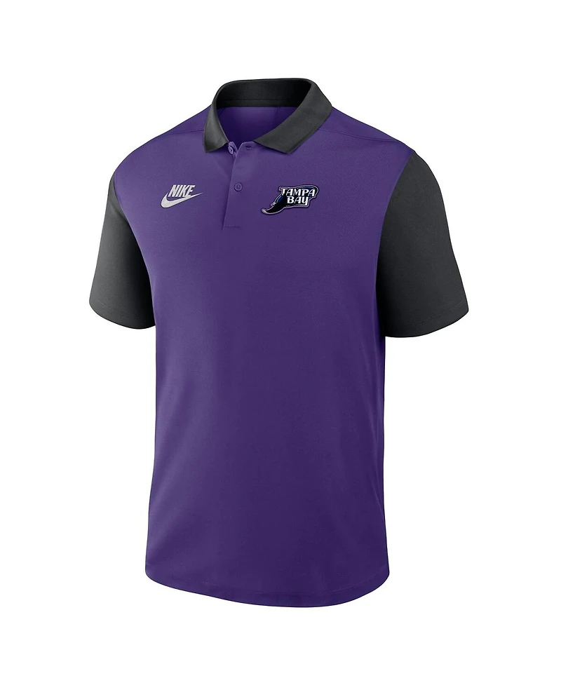 Nike Men's Purple/Black Tampa Bay Rays Cooperstown Collection Color-Block Victory Performance Polo Shirt
