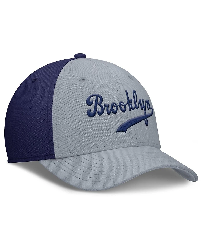 Nike Men's Gray/Navy Brooklyn Dodgers Rise Swoosh Performance Flex Hat
