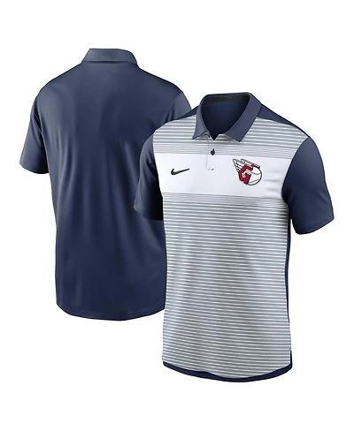 Nike Men's White/Navy Cleveland Guardians Vapor Striped Performance Polo Shirt