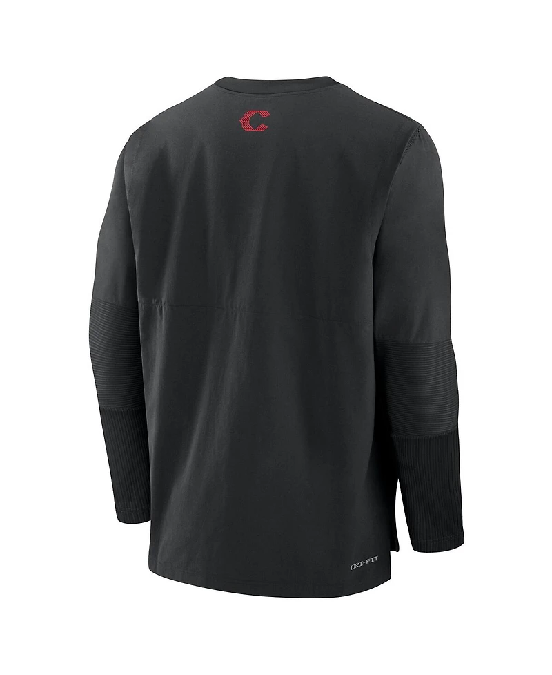 Nike Men's Black Cincinnati Reds Authentic Collection City Connect Lightweight Player Tri-Blend Performance Long Sleeve T-Shirt