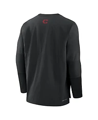 Nike Men's Black Cincinnati Reds Authentic Collection City Connect Lightweight Player Tri-Blend Performance Long Sleeve T-Shirt