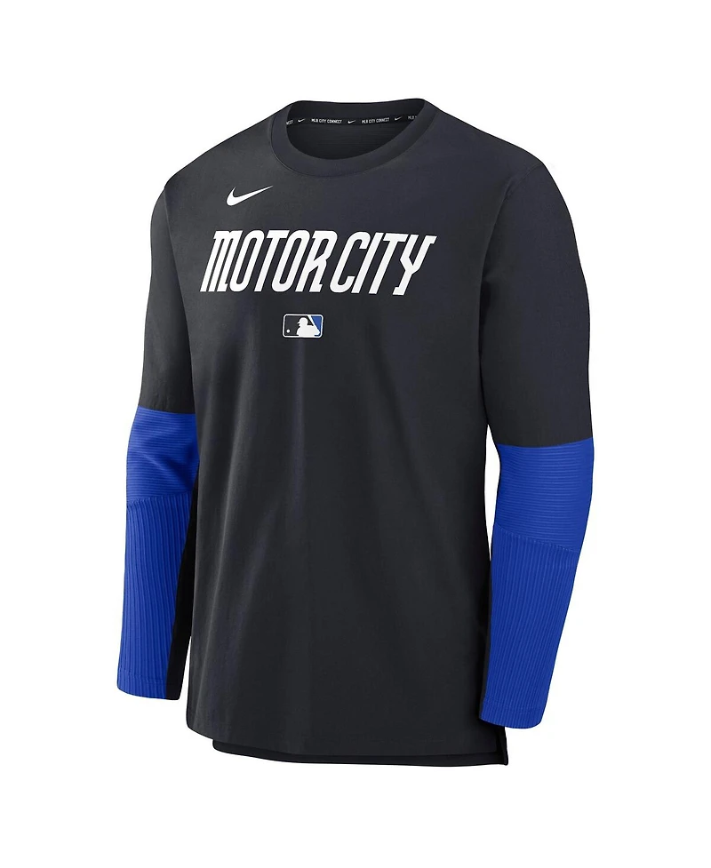 Nike Men's Black Detroit Tigers Authentic Collection City Connect Lightweight Player Tri-Blend Performance Long Sleeve T-Shirt