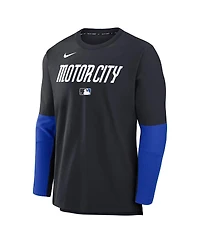 Nike Men's Black Detroit Tigers Authentic Collection City Connect Lightweight Player Tri-Blend Performance Long Sleeve T-Shirt