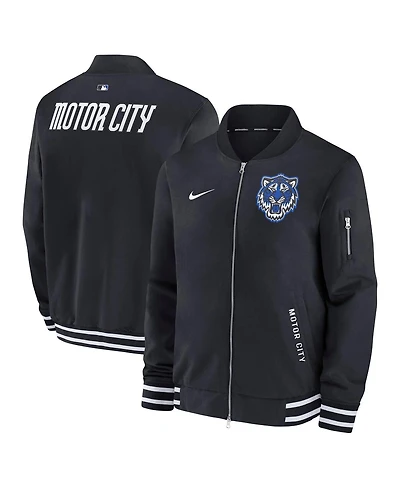 Nike Men's Black Detroit Tigers Authentic Collection City Connect Full-Zip Bomber Jacket