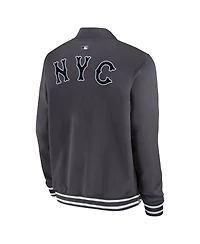 Nike Men's Anthracite New York Mets Authentic Collection City Connect Full-Zip Bomber Jacket