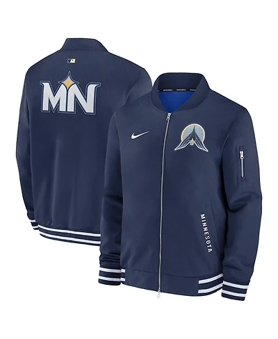 Nike Men's Navy Minnesota Twins Authentic Collection City Connect Full-Zip Bomber Jacket