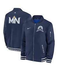 Nike Men's Navy Minnesota Twins Authentic Collection City Connect Full-Zip Bomber Jacket