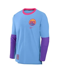 Nike Men's Light Blue/Purple Colorado Rockies 2025 City Connect Authentic Collection Lightweight Player Performance Long Sleeve T-Shirt