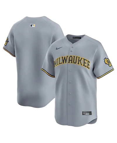 Nike Men's Gray Milwaukee Brewers Away Limited Jersey