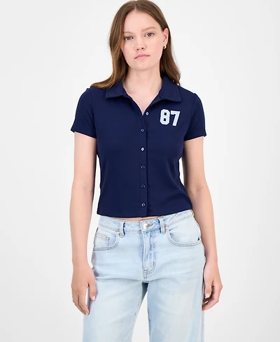 Ultra Flirt Juniors' Button-Front Short-Sleeve Polo