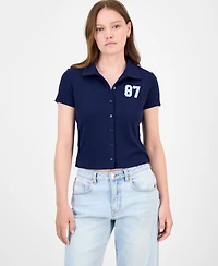 Ultra Flirt Juniors' Button-Front Short-Sleeve Polo