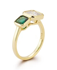 Rachel Zoe 14K Gold Plated Sterling Silver Duo Radiant Cut Ring