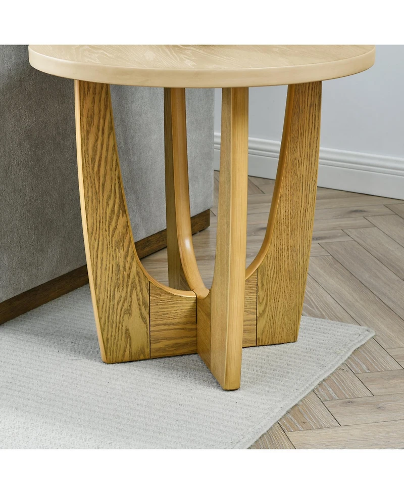 Streamdale 25" Round End Table, Wooden Side Table, Night Stand for Bedroom, Living Room, Reception Room (Oak Color)