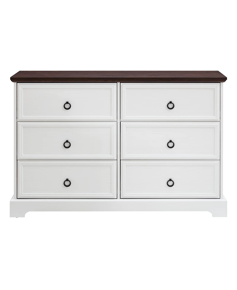 Streamdale Furniture Modern Farmhouse 6-Drawer Dresser