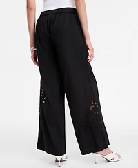 I.n.c. International Concepts Women's Cotton Lace-Trim Wide-Leg Pants, Exclusively at Macy's