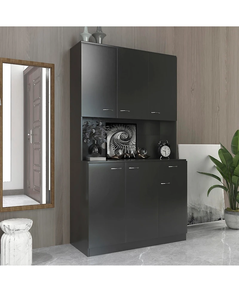 Streamdale Tall Wardrobe & Kitchen Cabinet (6-Doors, 1-Shelf, 1-Drawer)