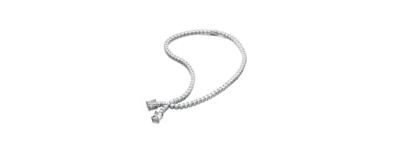 Elegant Two-Stone Tennis Chain Collar Necklace