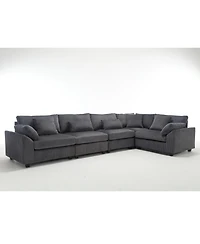Streamdale Oversized Corduroy Sofa Couches 5-Seat Dark Gray Modular Sectional