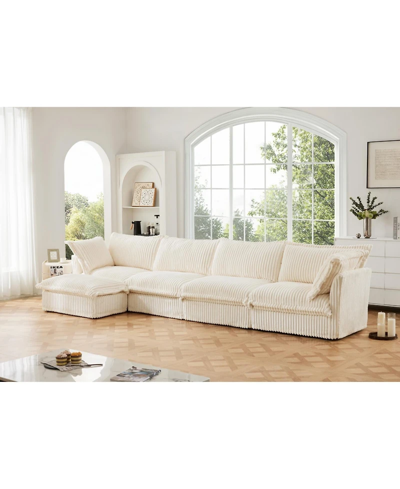 Streamdale L-Shape Corner Sectional Sofa with Armrests, Deep Seat and Pillows