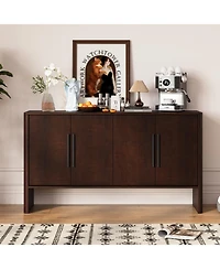Streamdale Retro Sideboard with Adjustable Shelves and Long Handles (Espresso)
