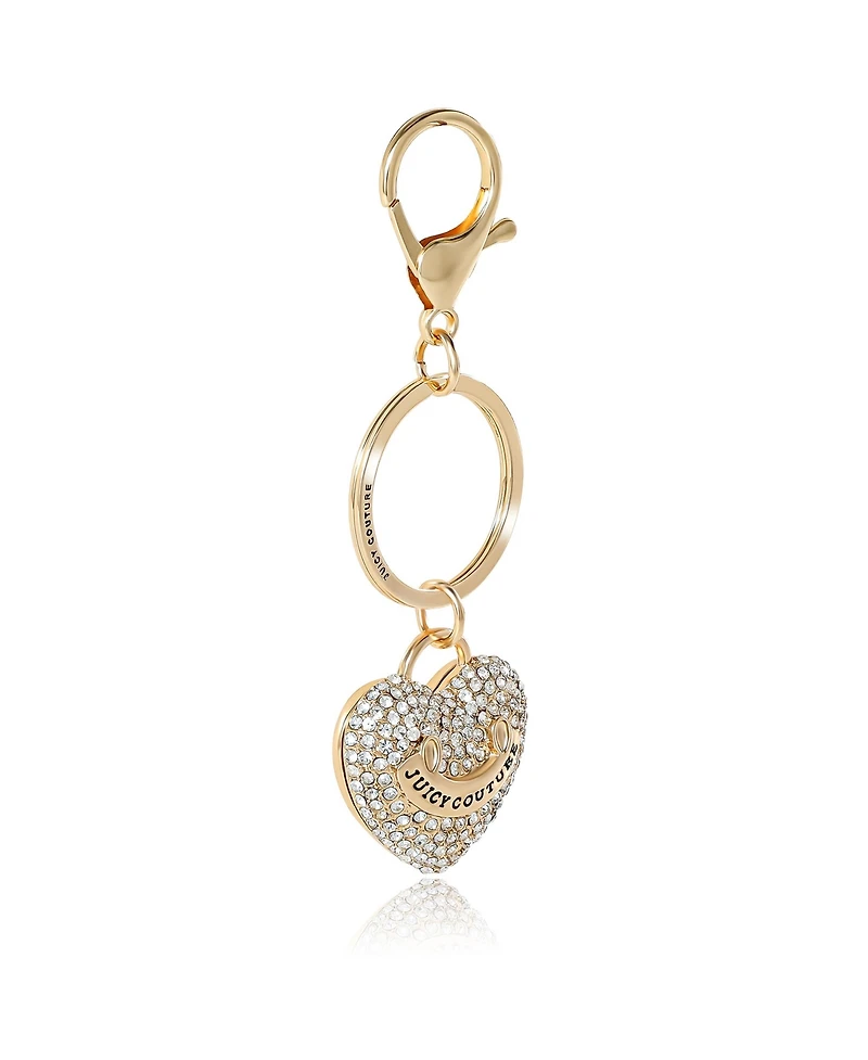 Juicy Couture Gold-Tone Pave Heart Keychain & Earrings Set