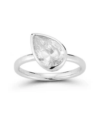 Rachel Zoe 14K Gold Plated Sterling Silver Pear Cut Solitaire Ring