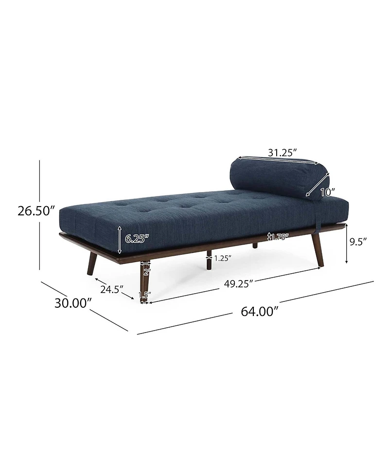Streamdale Furniture Mid-Century Modern Chaise Lounge with Button-Tufted Upholstery and Bolster Pillow