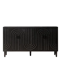 Streamdale Furniture Modern Black Accent Cabinet 4-Door Wooden Storage Cabinet