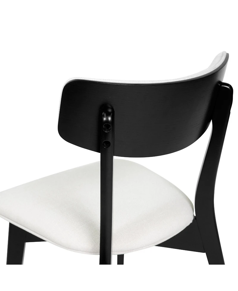 Streamdale Mid-Century Modern Upholstered Dining Chair Pair with Walnut Finish, Set of 2