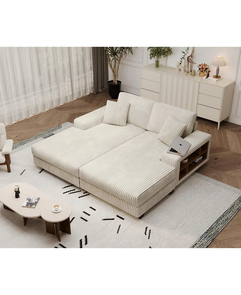 Streamdale Cozy Corduroy Sofa Sleeper, Modern Oversized Living Room Convertible Lounge