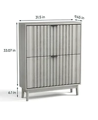 Streamdale Fluted Shoe Cabinet with Flip Drawers for Entryway