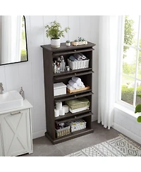 Streamdale 4-Tier Glass Display Cabinet with Flip-Up Doors Collectors Showcase