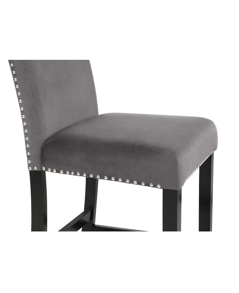 Streamdale Contemporary Velvet Counter Stool with Nailhead Trim, Set of 2, Gray