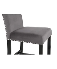 Streamdale Contemporary Velvet Counter Stool with Nailhead Trim, Set of 2, Gray