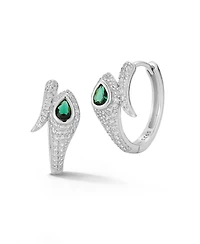 Rachel Zoe 14K Gold Plated Sterling Silver Pave Snake Huggie Hoop Earrings