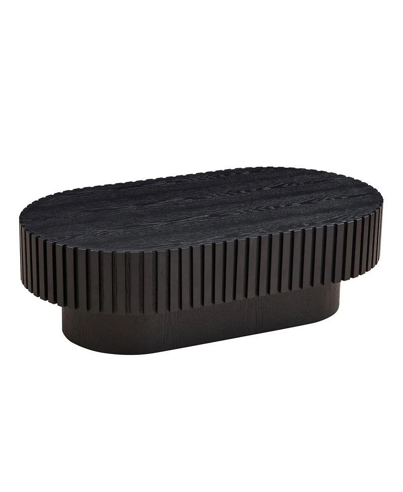 Streamdale 43" Handcraft Oval Coffee Table with Pedestal, Black