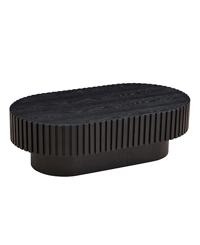 Streamdale 43" Handcraft Oval Coffee Table with Pedestal, Black
