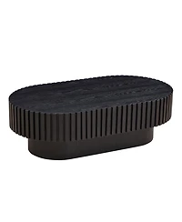 Streamdale 43" Handcraft Oval Coffee Table with Pedestal, Black