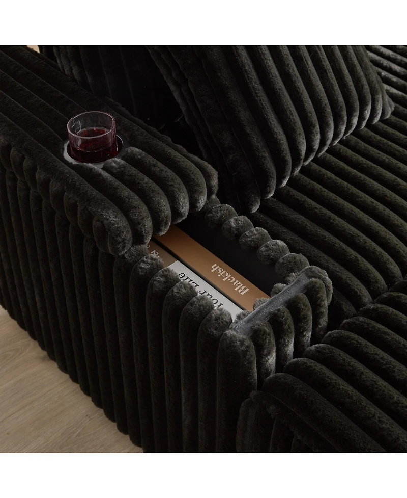 Streamdale Corduroy 3-Seater Sofa with Storage and Accessories